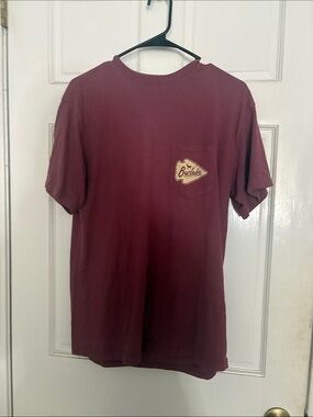 BURLEBO Men's Burgundy Pocket Tee with Logo Patch